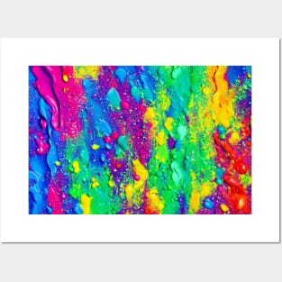 Abstract vibrant colors fun, celebration and joy paints merging, merging, socializing Posters and Art